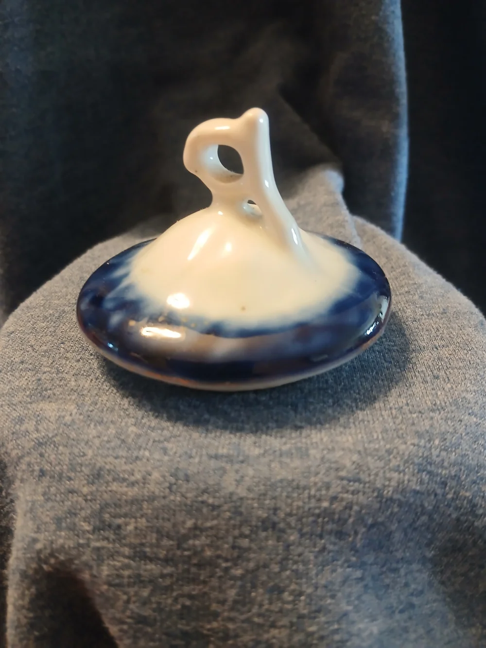 Antique Wheelock Germany Souvenier Sugar Bowl Cobalt Flow Blue Dubuque 1890s